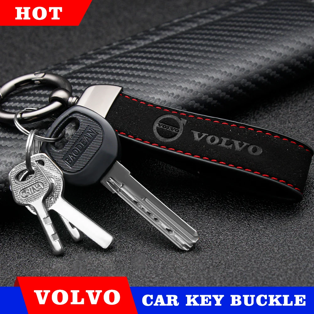 Car Flip Fur Keychain Lanyard Business Gift Key Chain Men Women Keyrings For Volvo Xc60 Xc90 V40 V60 S60 V50 V90 S80 C40 XC40