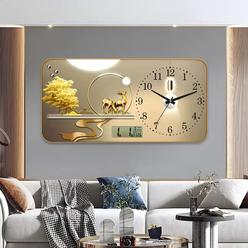Square Fashion Wall Clock Design Date Unique Wooden Bedroom Wall Clock Living Room Modern Wandklok Home Decorations Item