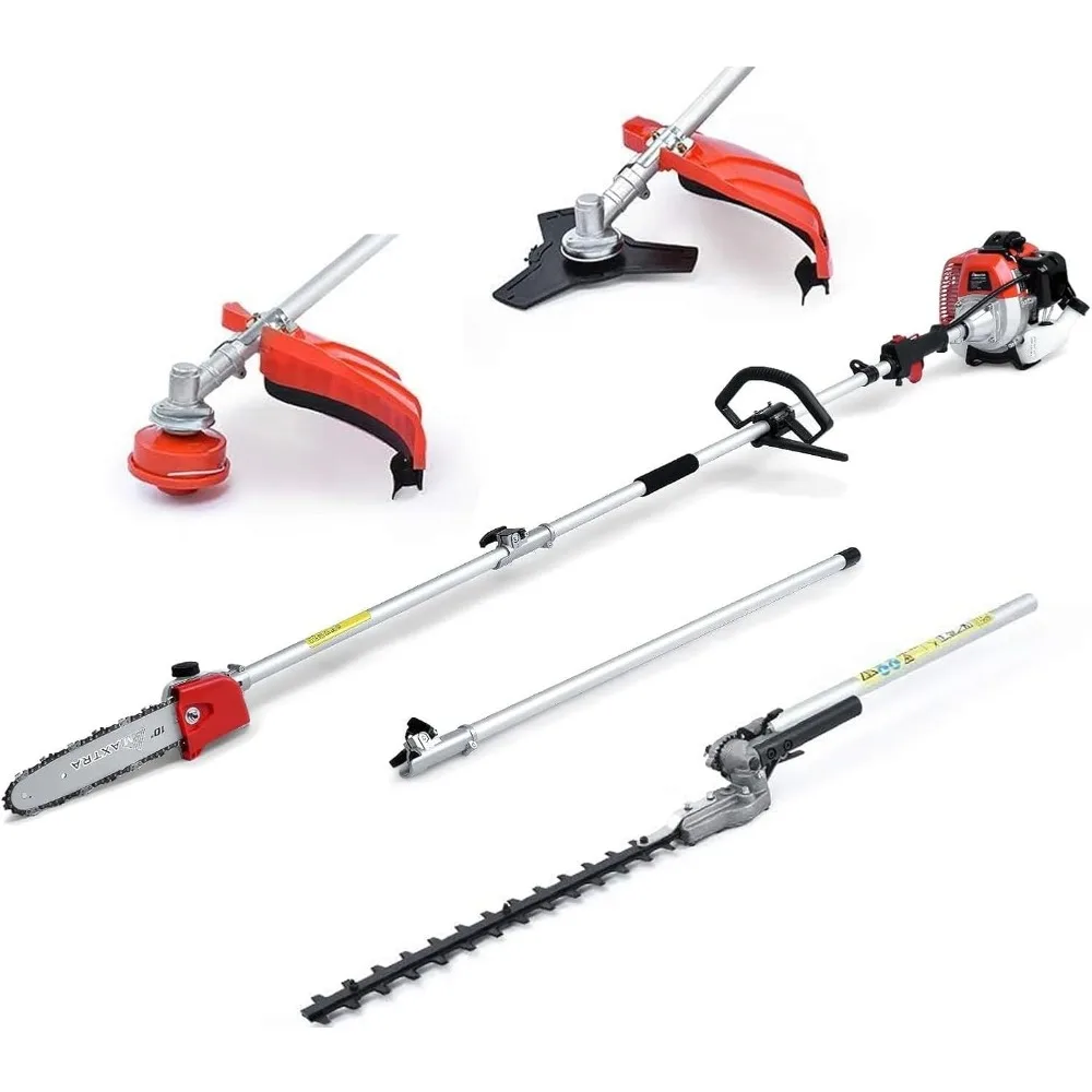 Pole Saw Gas Powered, 16-Foot Reach 42.7CC 2-Cycle 10-Inch Bar Cordless Extendable Long Trimmer Power Gasoline Chainsaw For Tree