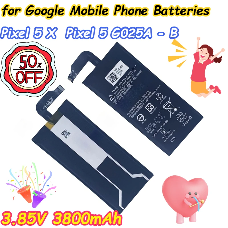 

3.85V 3800mAh For Google Pixel 5 X Pixel 5 G025A - B Mobile Phone Batteries