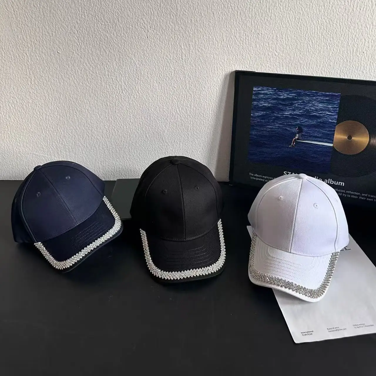 

Trendy Women's Rhinestone-Embellished Baseball Cap Spring/Summer Fashion Sun Hat Cross-Border Stylish Accessory