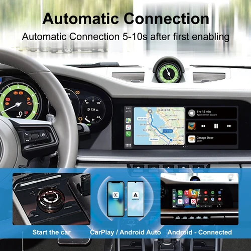 Imagen 2 del producto Adaptador inalámbrico iHeylinkit 2 en 1 CarPlay Mini Box Android Auto Dongle para Benz Audi Mazda Kia Toyota VW OEM Radio de coche