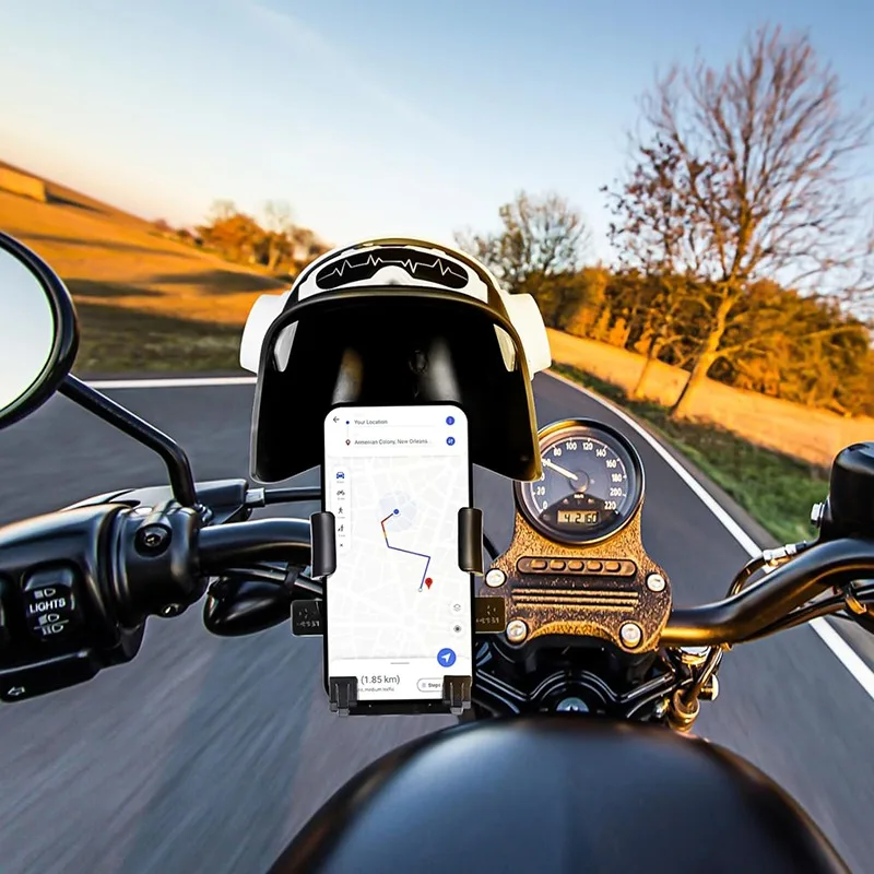 1pc Small Helmet Rider Motorcycle Mobile Phone Holder Electric Bicycle Waterproof Sunshade Navigation