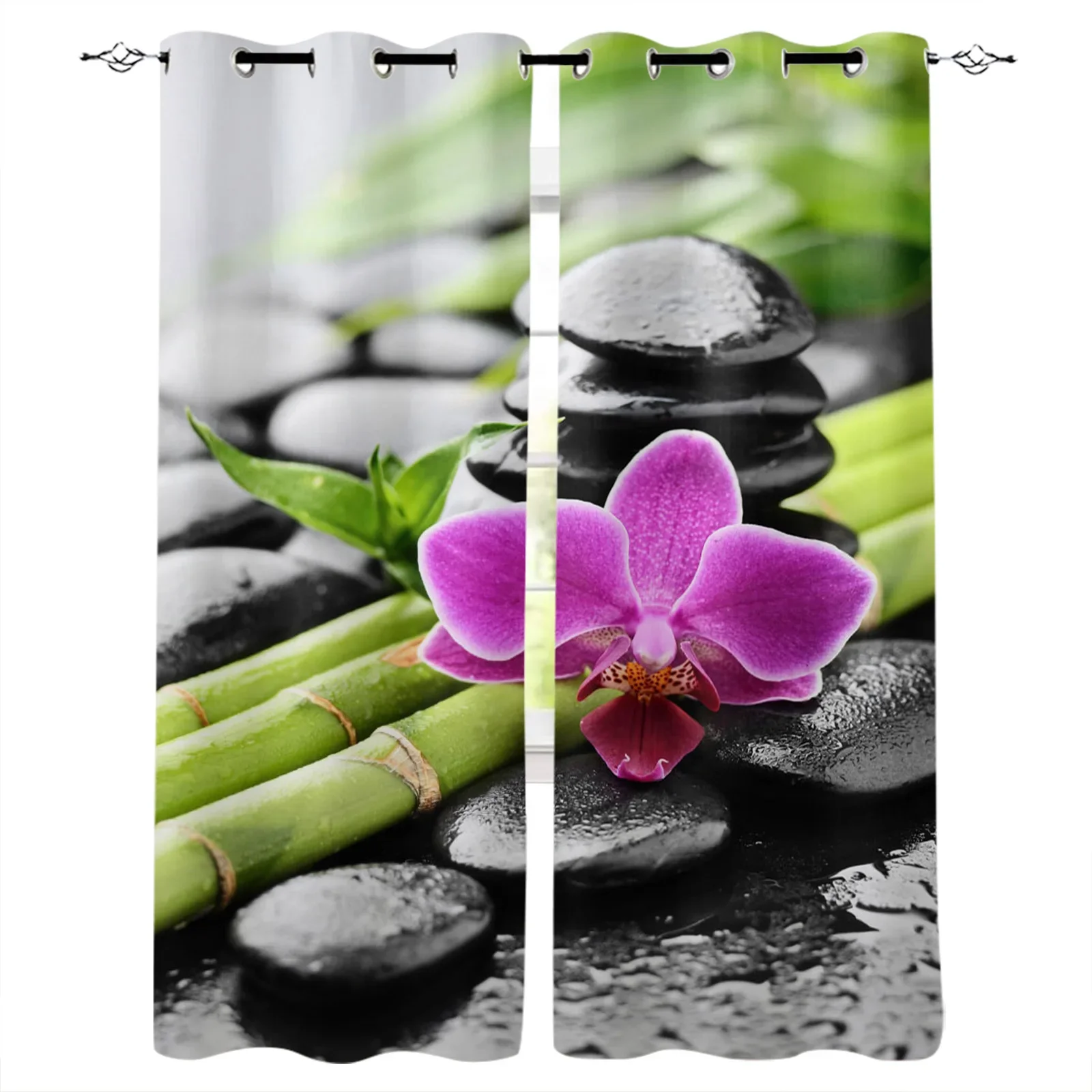 

Orchid Dewdrop Zen Stone Arrow Bamboo Blackout Curtains Window Curtains For Bedroom Living Room Decor Window Treatments