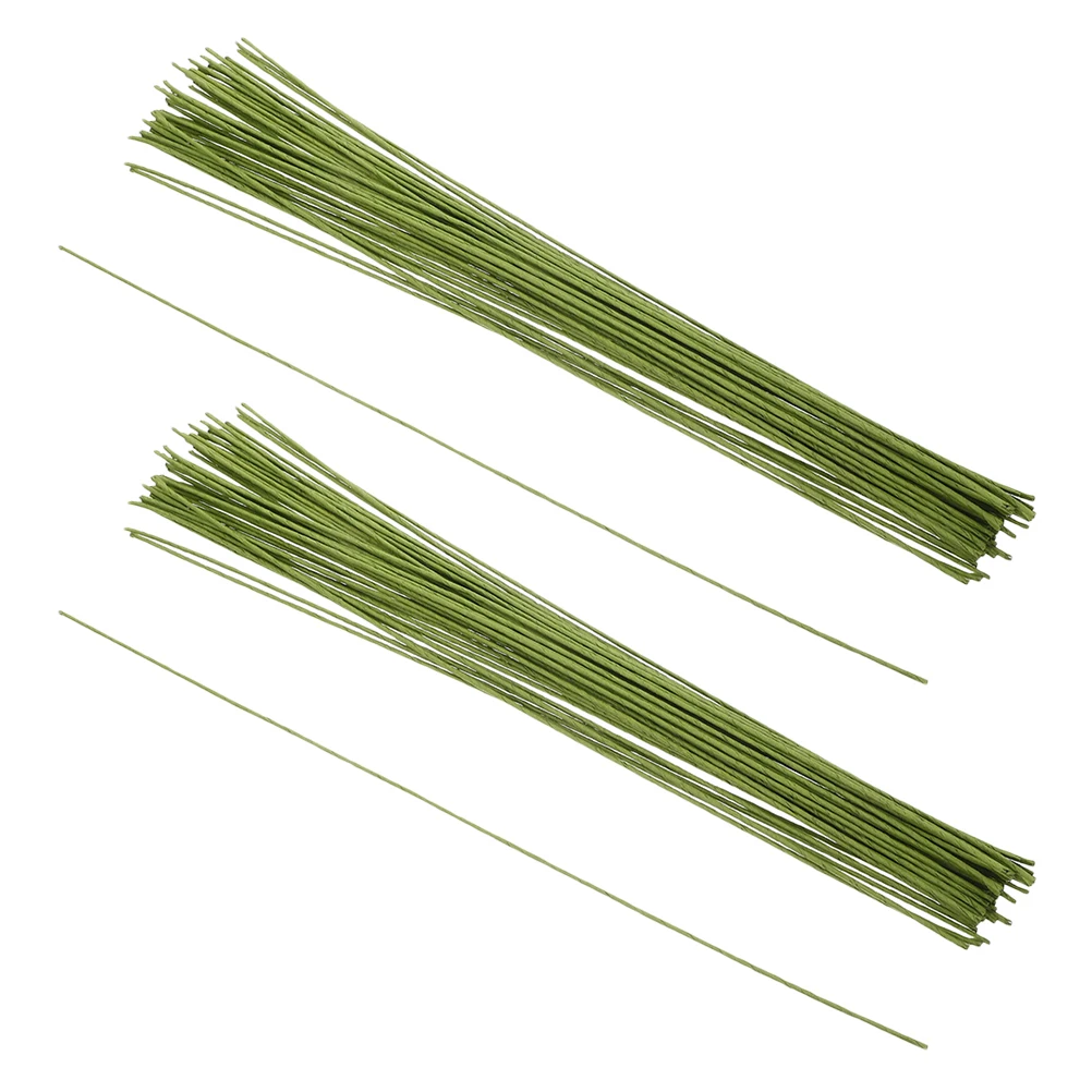 

50 PCS Simulation Flower Pole Craft Arrangement Wire Hand Feel Paper Floral Sticks with