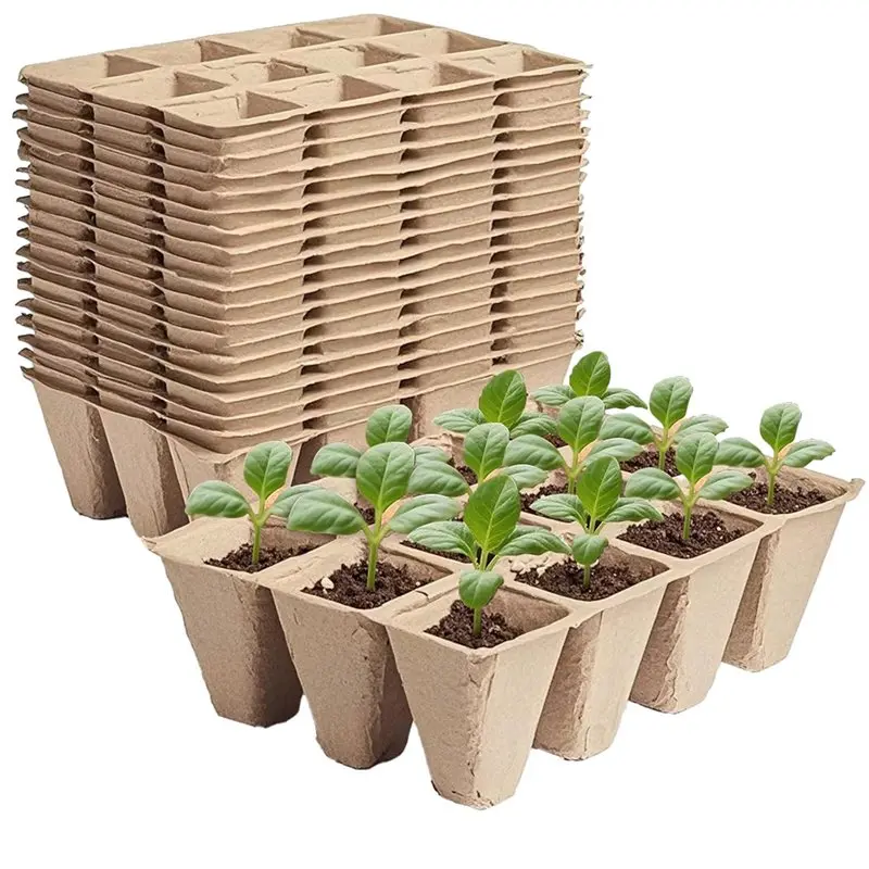 

【FITTING】Biodegradable 12-Cell Peat Pots Seed Kit- 65 Trays, Root-Friendly Seedling Cups For Vegetables Flowers Herbs