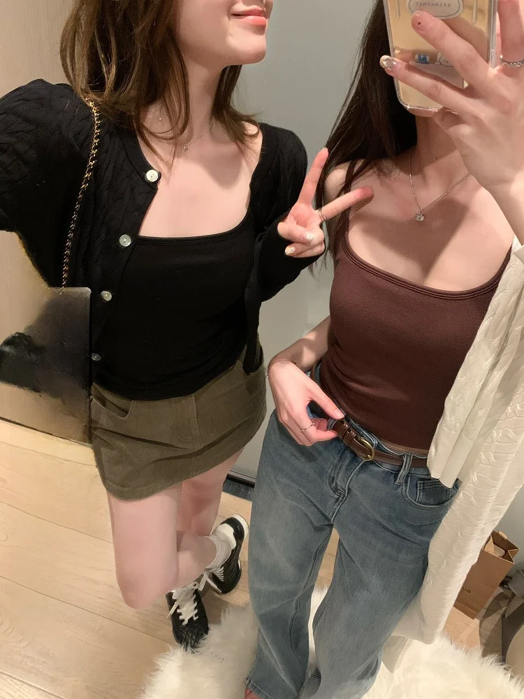 

Женский укороченный топ-боди из ацетатного шелка, облегающий, на бретельках, универсальный, разные цвета