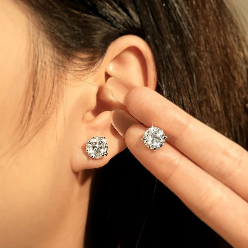 Rrjzz Solitaire Round D-Color 3mm-9mm Moissanit-Ohrstecker für Männer und Frauen 0,1CT-3CT Laborgezüchtete Diamantohrringe GRA Schmuckgeschenke – Detail 16