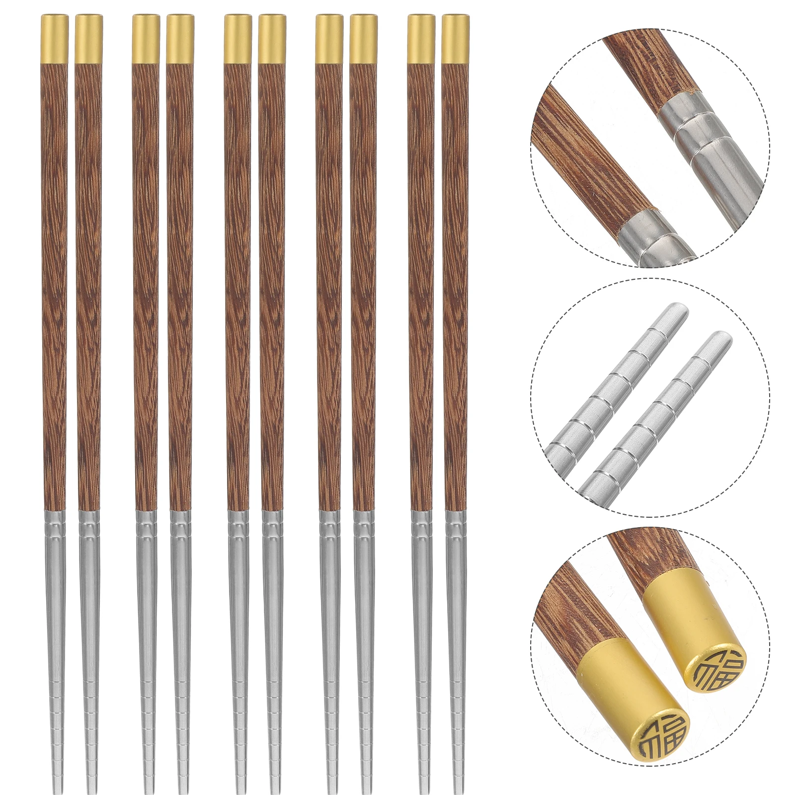 

1 set Elegant Stainless Steel Chopsticks Household Ramen Dinner Accessory Skid Resistant Easy Clean Reusable Food