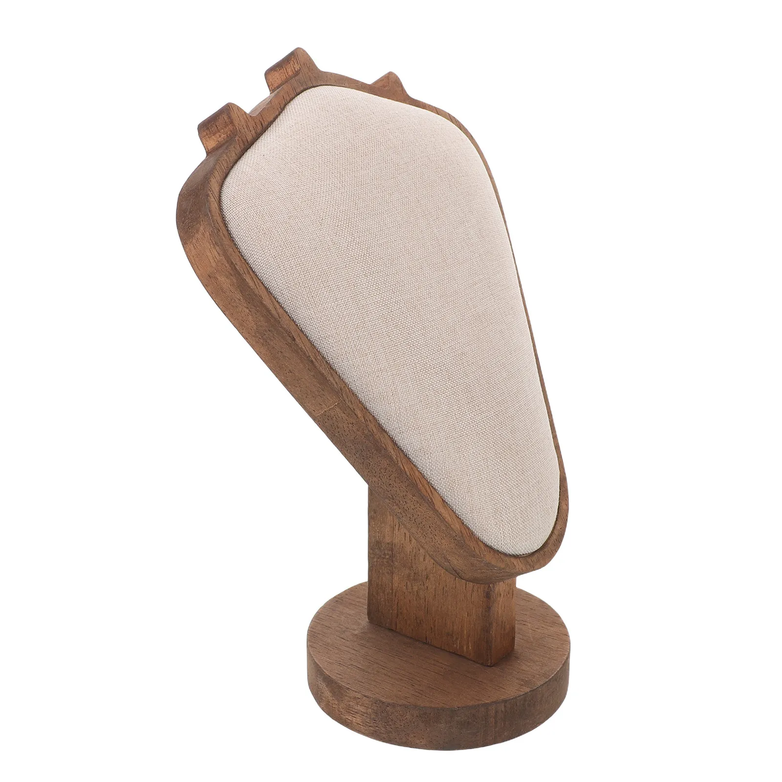 

Wood Necklace Display Stand Walnut Finish Solid Jewelry Organizer Freestanding Bust Holder for Vendors