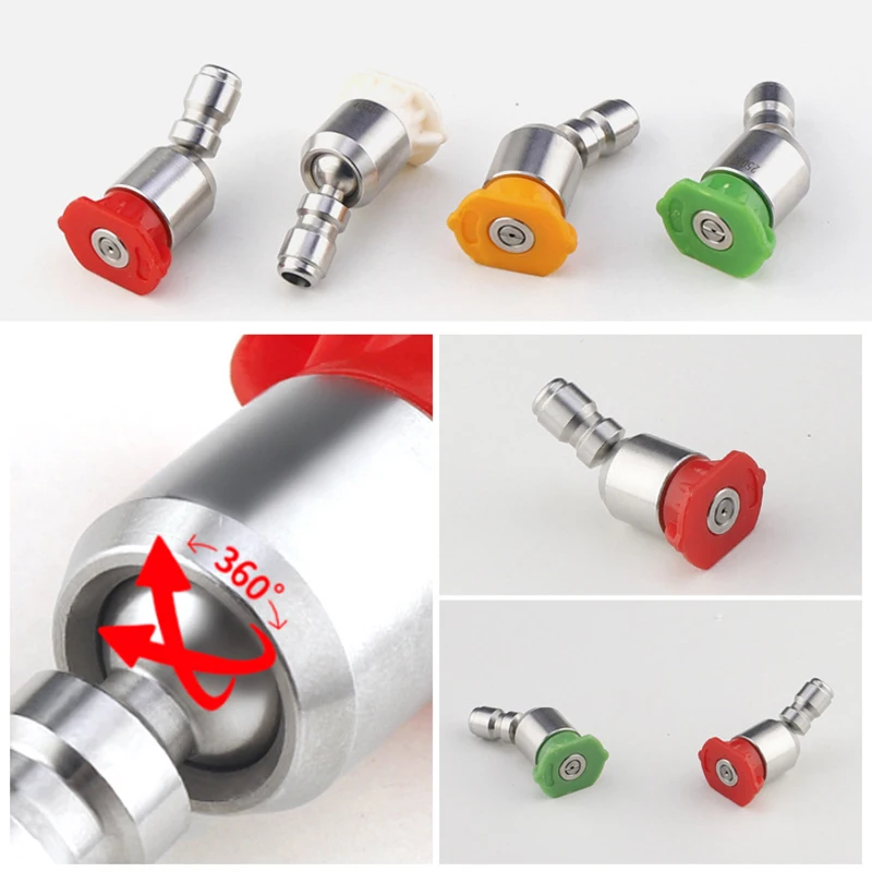 ROUE 360 gradi 1/4 "acciaio inossidabile 4000 Psi Spray ad alta pressione a connessione rapida 0 15 25 ugello da 40 gradi accessori per autolavaggio