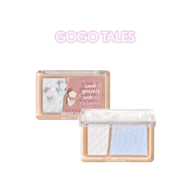 GOGO TALES Blush Waterproof Sweatproof High Gloss Contour All-in-one Disc Nude Makeup Brightening Rouge