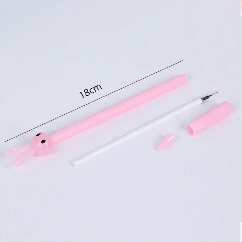 6Pcs Random Color Cute Long Ears Rabbit Gel Ballpoint Pens Creative Black Ink Neutral Pens School Office Supply
