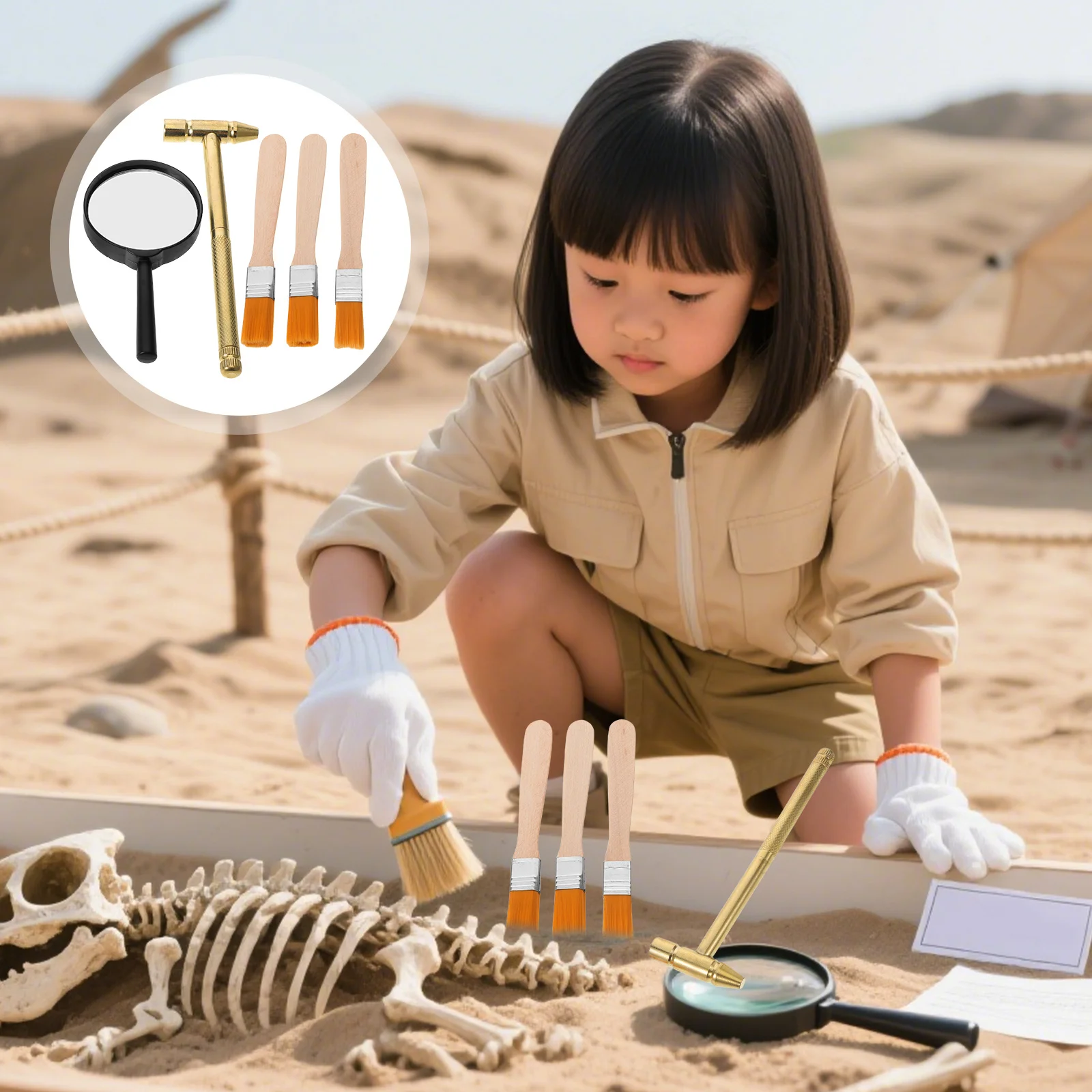 

1Set Children Archaeology Excavation Kit Realistic Tools Brush Chisel Magnifier Stem Educational Gift for Boys Girls