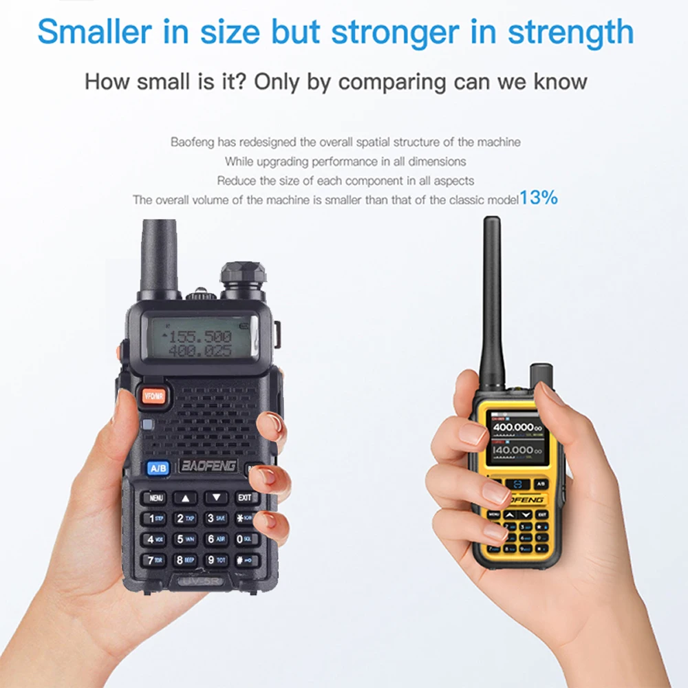 2Pcs Baofeng 5R MINI Long Range Walkie Talkie Bluetooth APP Wireless Read/Write Frequency Type-C charge Multi Band Two Way Radio