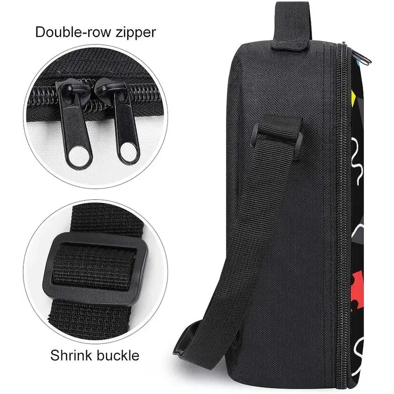 Puzzle style lunch bag with shoulder strap insulated cooler box reusable tote handbag women men for work picnic hiking bag