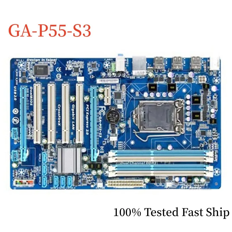 

Материнская плата для Gigabyte GA-P55-S3 H55 16GB LGA 1156 DDR3 ATX, системная плата 100% протестирована, быстрая доставка