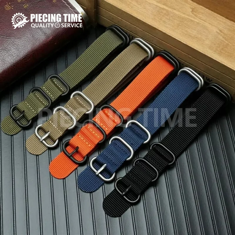 Advanced Army Sports Ring Airdrop Military Black Buckle Bracelet Nylon Strap 18mm 20mm 22mm 24mm Nato Strap