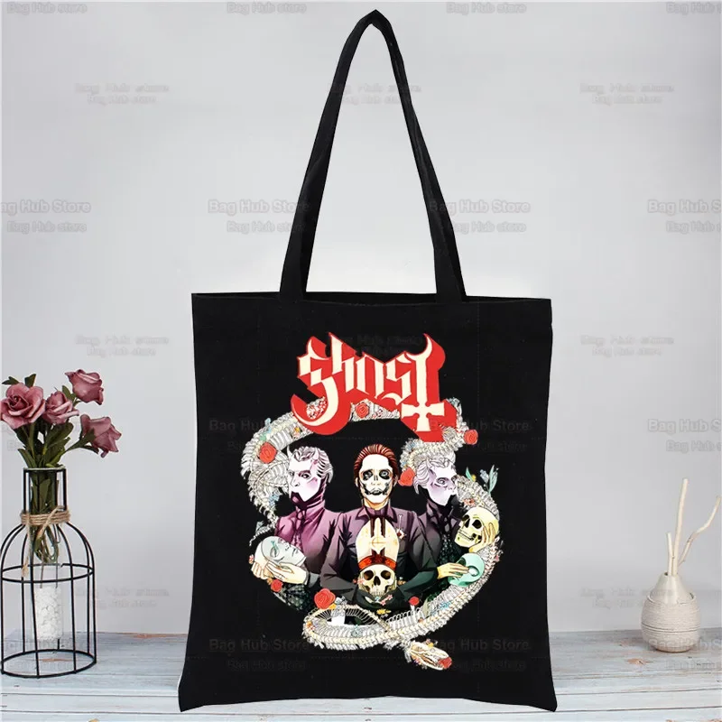 Ghost Band Heavy Metal Music Band Prevalent Shopping Canvas Bag Female Girl Tote Eco Harajuku Shopper Shoulder Bags,Drop Ship