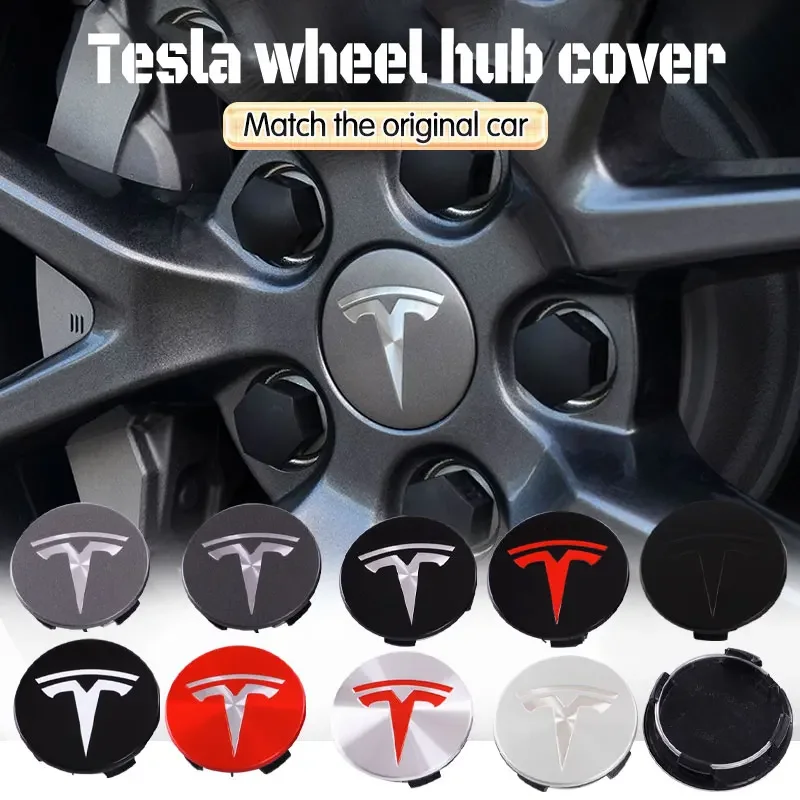 4pcs 56mm Wheel Hub Center Caps For Tesla Model 3 Model Y Badge Cover Hubcaps for Tesla Model Y X S 2023 Car Accessories