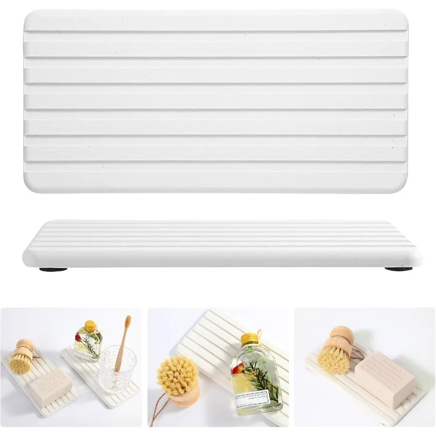 Sink Caddy 2Pcs Instant Dry Kitchen Sink Organizer Sponge Holder for Kitchen Sink Diatomaceous Pedestal Stand Riser with Silico