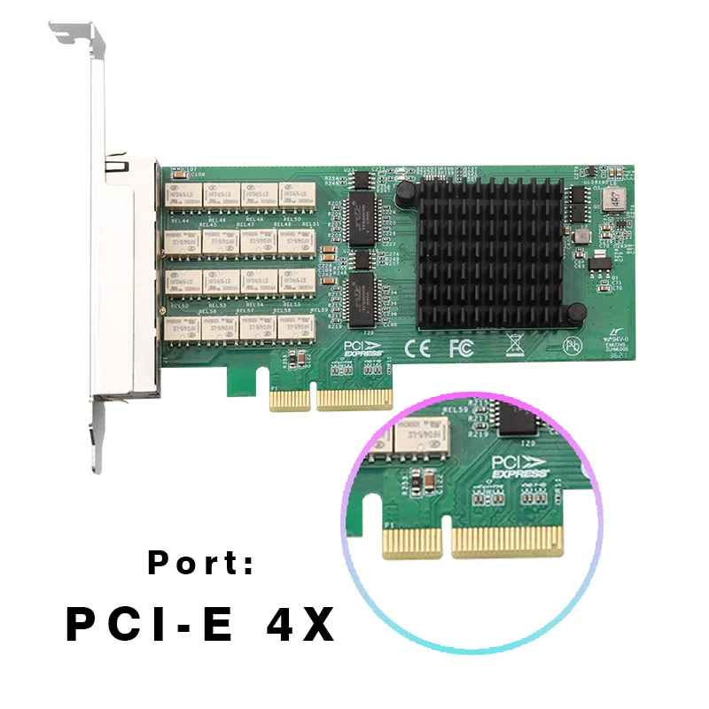 PCI اكسبرس خادم تجاوز جيجابت بطاقة الشبكة PCI E 4X جيجابت إيثرنت رباعية ميناء RJ45 1000 متر محول إنتل I350AM4 سطح المكتب
