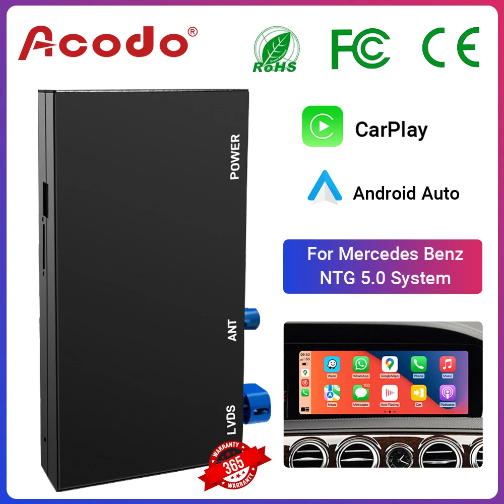 Acodo Wireless Carplay Decode Smart Module For Mercedes Benz NTG 5.0 System Android Auto Box Phone 5GHz WiFi BT Video Play