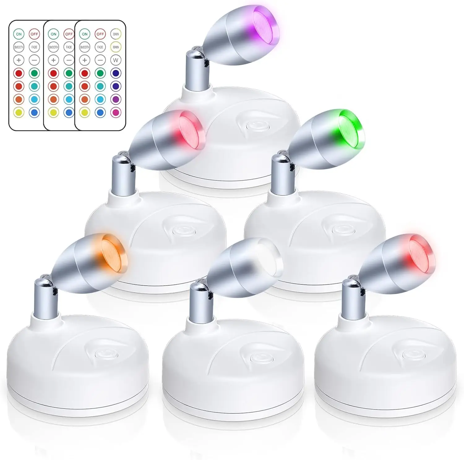 

Мини-прожектор на батарейках с дистанционным управлением, цветами RGB, таймером и диммером для внутреннего освещения дисплея