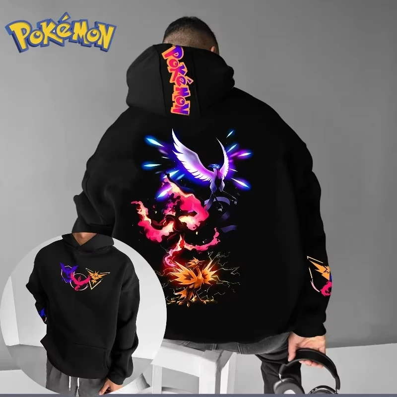 

Толстовка с капюшоном Pokémon Pikachu, мужская и женская осенне-зимняя двусторонняя толстовка с принтом Y2K, большой размер, повседневный теплый и удобный топ