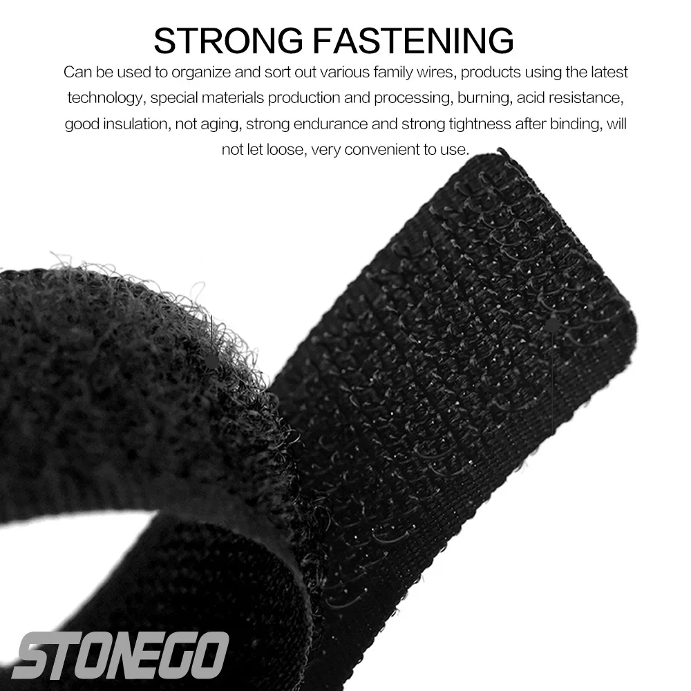 STONEGO 50cm/20cm Reusable Fastening Cable Organizer Cable Ties Includes Adjustable Multi-Purpose Hook and Loop Nylon Strap Ties