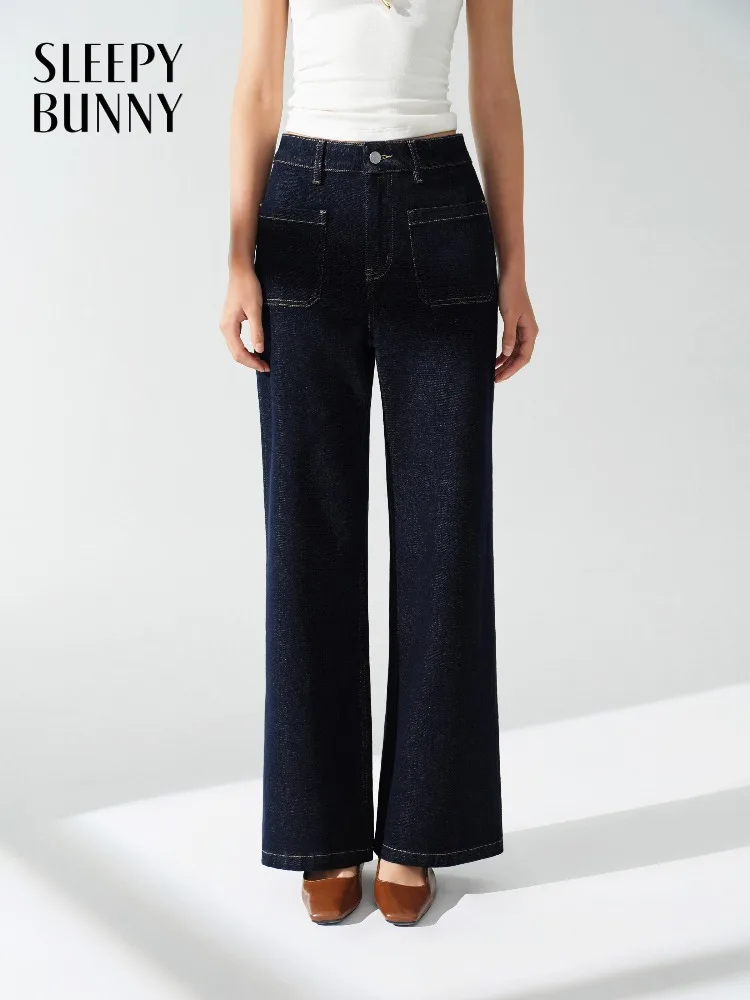 Vintage Flared Jeans Women High Waist Slimming Denim Pants Retro Contrast Stitch Long Trousers for Casual Chic Streetwear Outfit