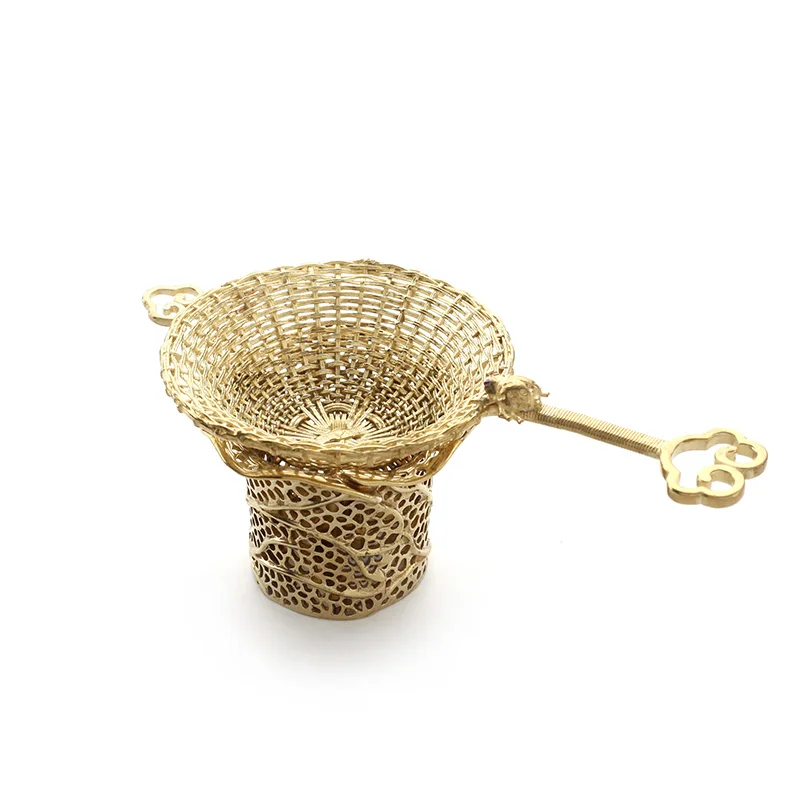 Copper tea drain set tea filter creative hand-woven tea strainer tea ceremony accessories tea filter kung fu tea set