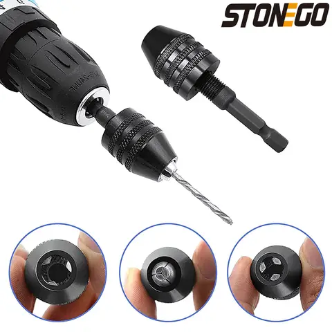 STONEGO 열쇠가 없는 척 드릴 비트 변환기 어댑터 - 전기 드릴용 육각 섕크 확장 고정 장치 도구, 빠른 변환