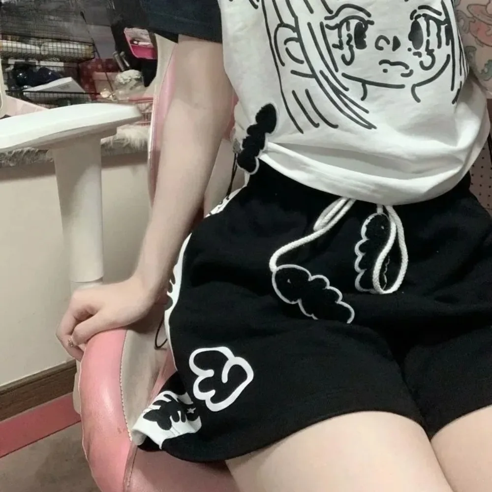 Shorts for Women's Kawaii Women Clothing Japanese Summer Short Pant Print Drawstring  Casual Pantalones 2025 Fashion Bottoms