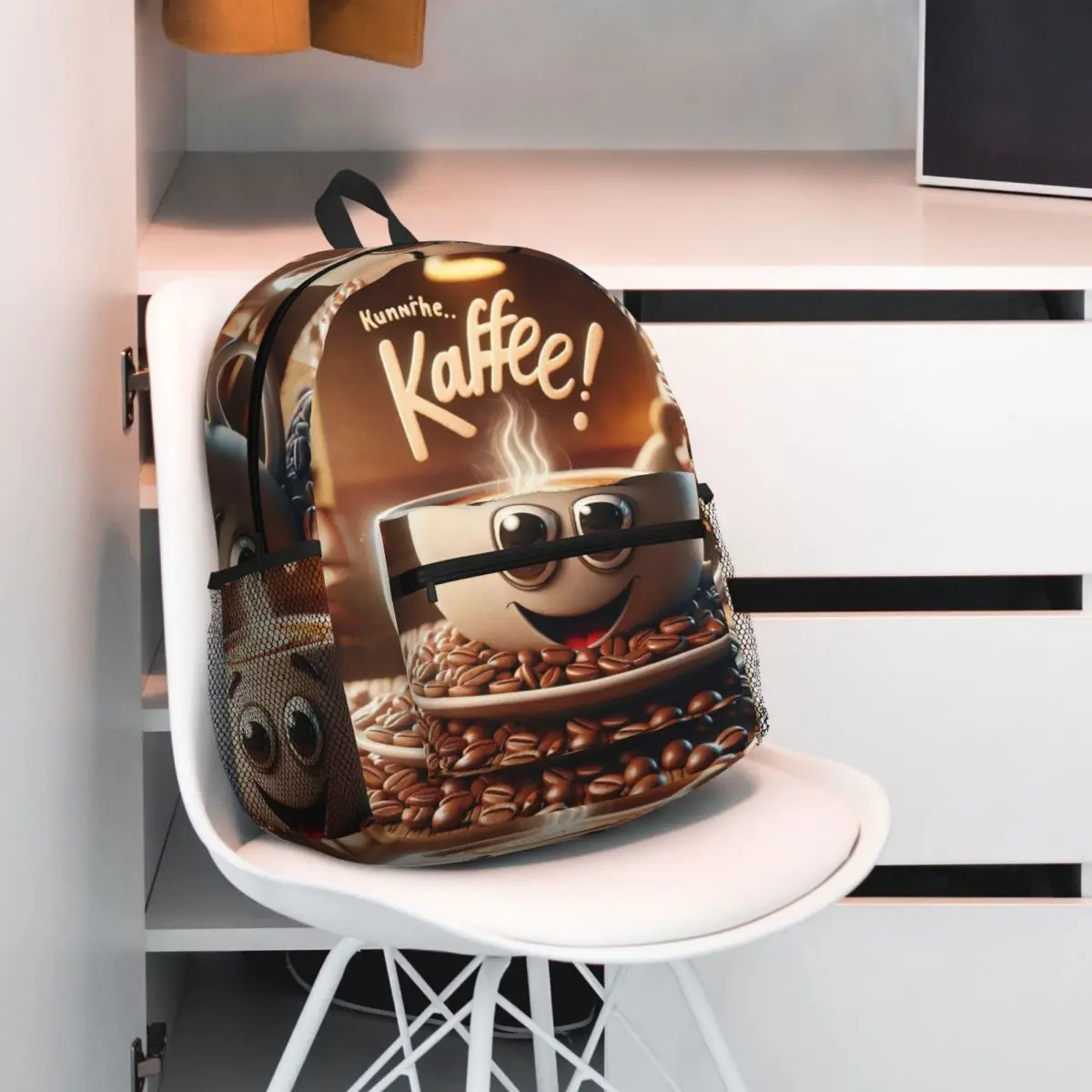 Creative Coffee Print Backpack Student BookBag Children School Bag Computer Shoulder Bags for Boys Girls