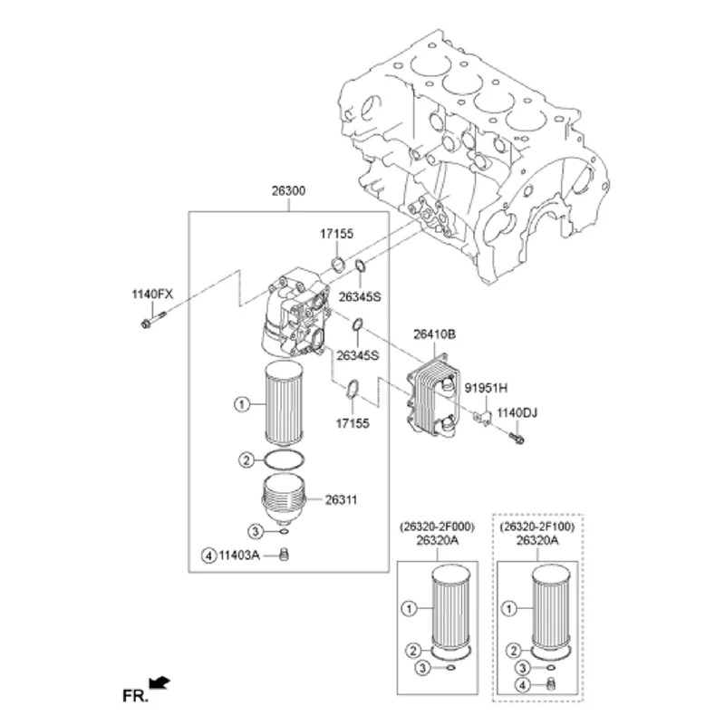 

A11F-10Pcs Oil Filter 263202F000 26320-2F000 263202F100 For KIA New Sorento 2.0T Hyundai Ix35