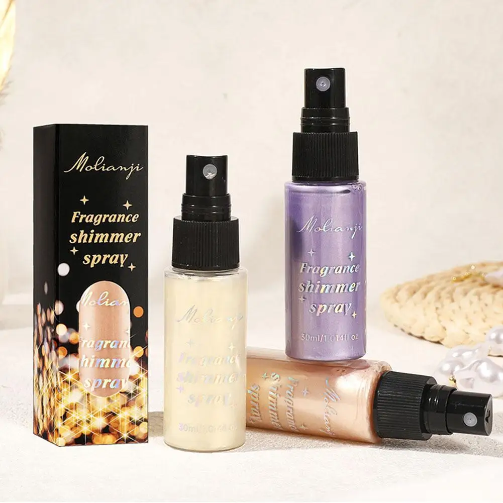 Resaltador de diamante en polvo, Spray resistente al agua, alto brillo, contorno, resaltador, bronceador, cuerpo, cara, brillo, maquillaje, iluminador W0V3