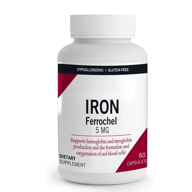 

Утюг, 5 мг, 60 капсул, мягкие капсулы, гемоглобина и мойoglobin, поддержка производства клеток красной крови.
