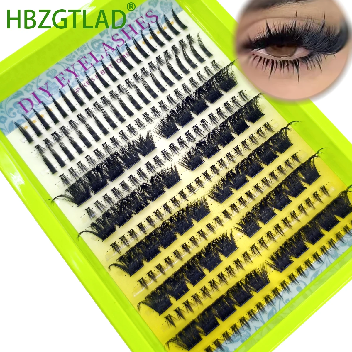Neue 14-reihige Wimpern-Clusters, Spiky Cluster Lashes, 60-200 Stück gemischte Tray-Packung, flauschige Einzelwimpernverlängerung mit unteren Wimpern für Make-up