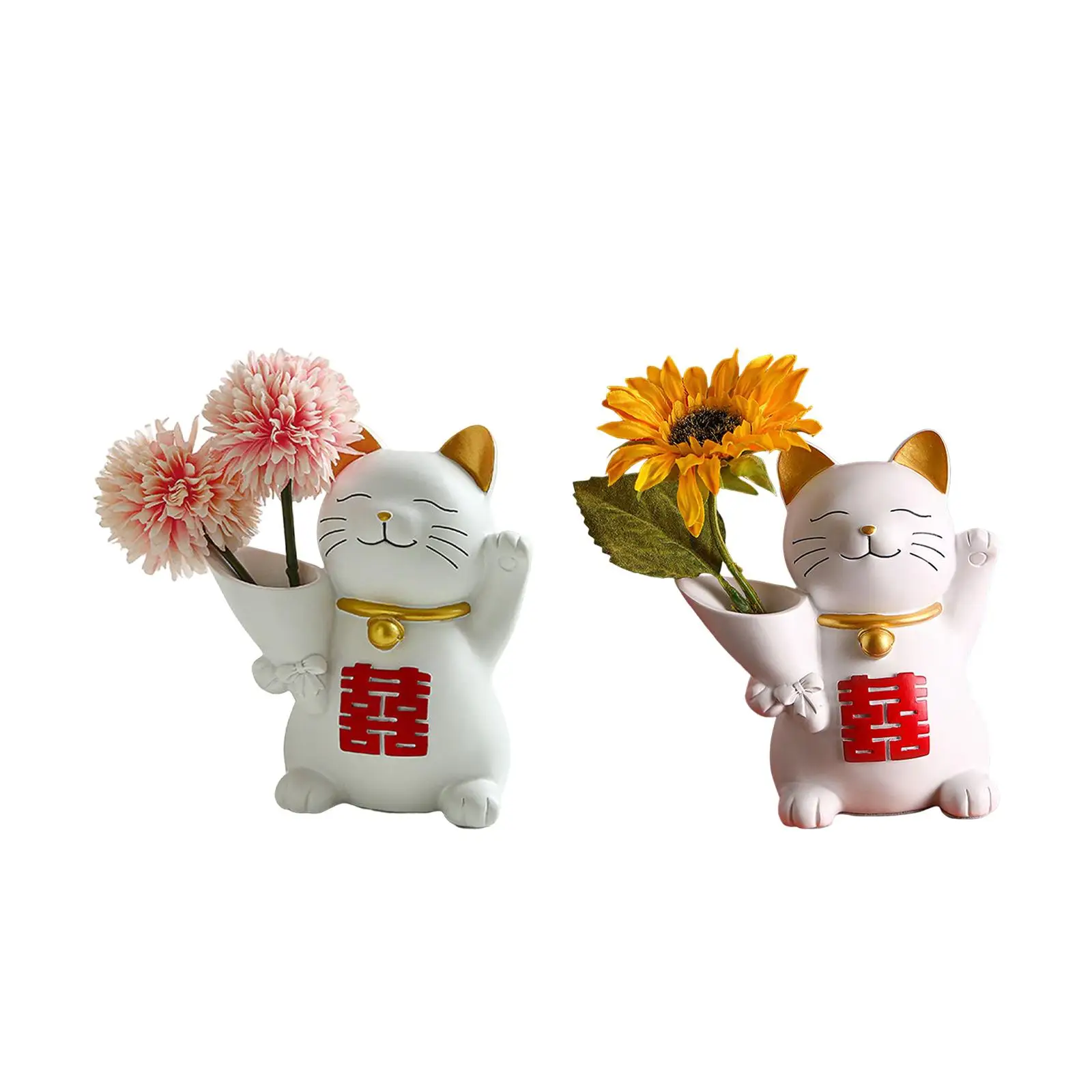 secretgardenu Cat Statue Unique Flower Vase Decorative Vase for Office