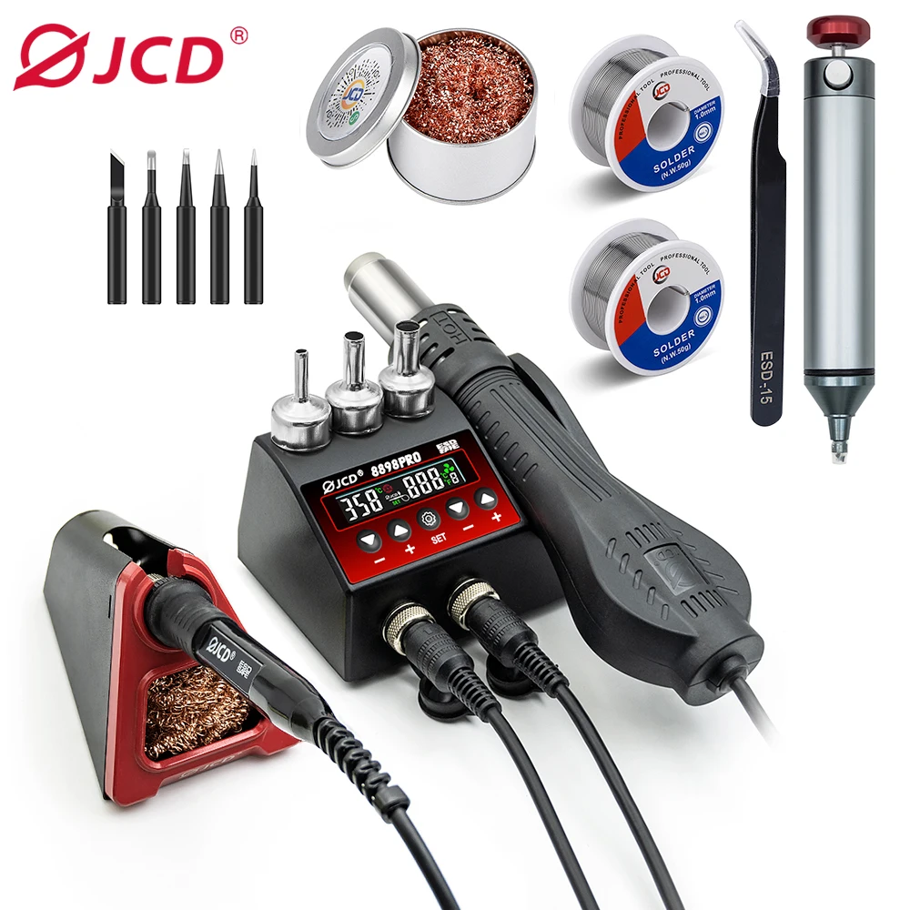 

JCD New Upgrade 2 IN 1 Soldering Station LCD Digital Display 220V/110V Welding Rework Station 750W Phone BGA SMD IC Repair Tools