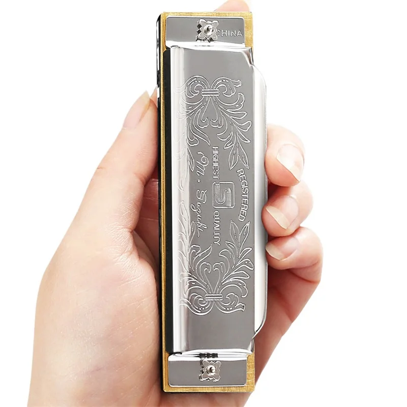 Armónica de Blues Folkmaster, llave estándar de llave C, 10 agujeros, 20 tonos, armónica de Blues diatónico, regalo Musical para principiantes