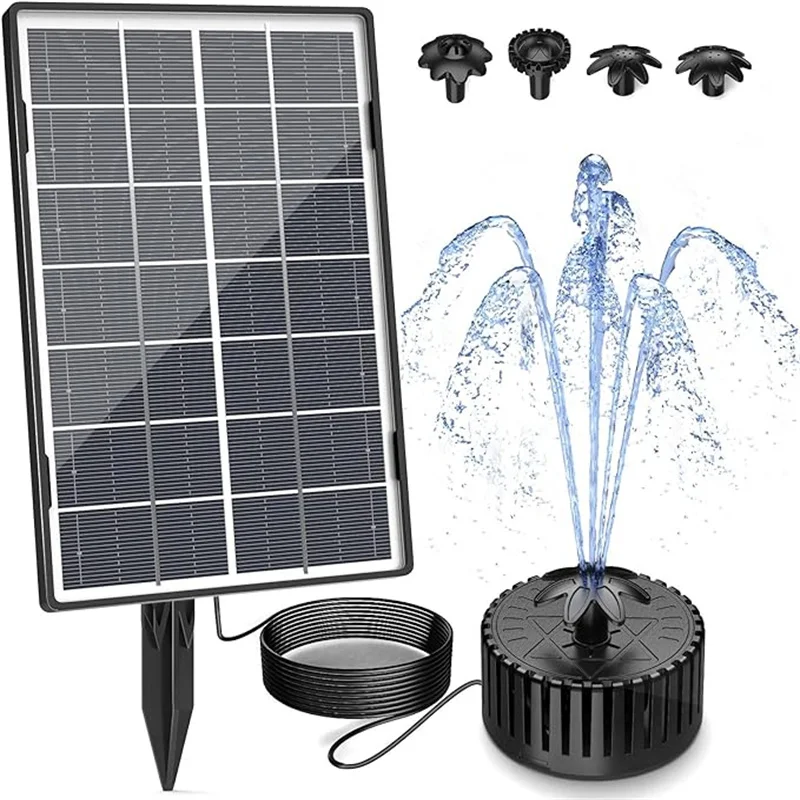 3.5W Solar Fountain Pump, Outdoor Solar Fountain with Upgraded Glass Solar Panel and Nozzle, Solar Fountain Pump for Bird Baths