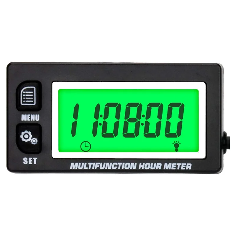 LCD Digital Hourmeter Tachometer Engine Thermometer Replaceable Clock for Motorcycle ATV Marine Boat Gasoline