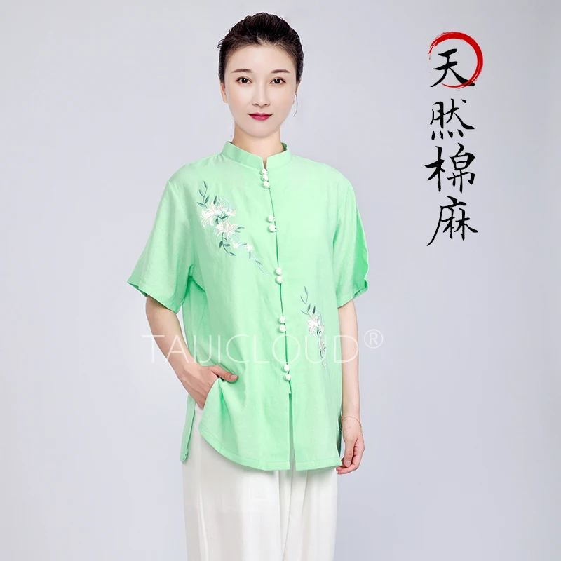 Tai Chi Practice Suits for Women, Cotton and Linen, Suitable for Summer and Spring, Autumn