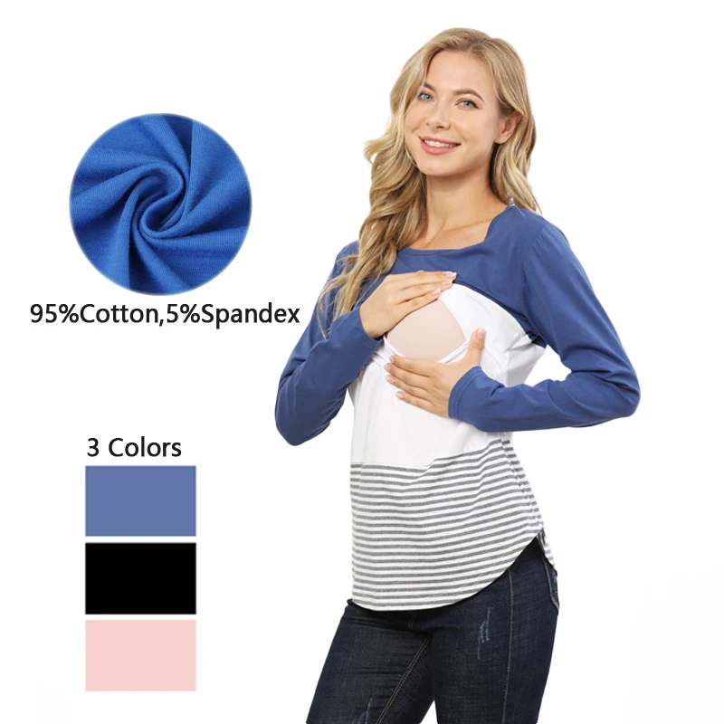 

Одежда для беременных, свободная повседневная футболка, весенняя одежда с длинными рукавами для кормления грудью для беременных женщин, топ для кормления грудью, футболка для кормления грудью