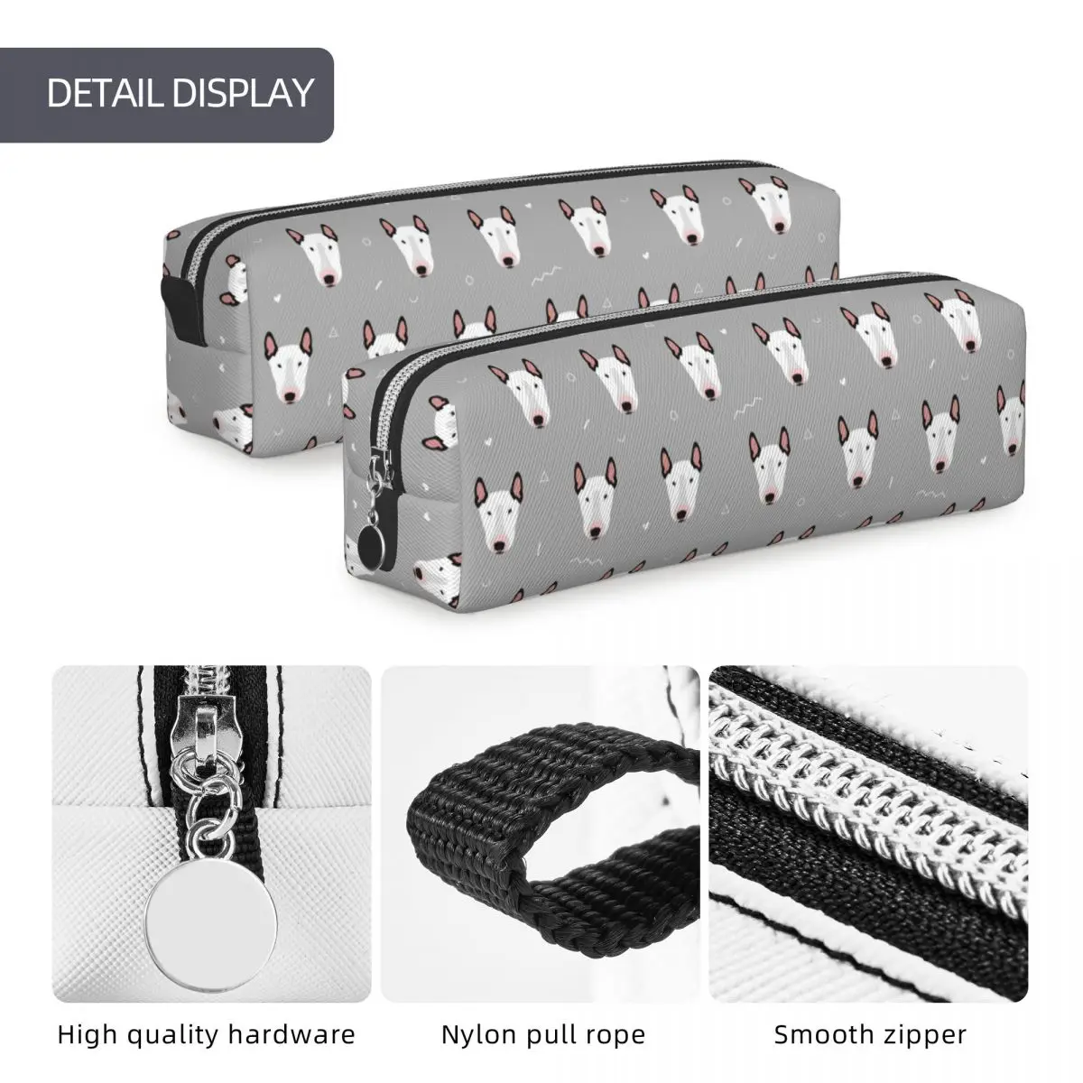 Bull Terriers Pencil Case Gift for Animal Dog Lover Pen Box Bags Girl Boy Large Storage Students School Gifts Pencilcases