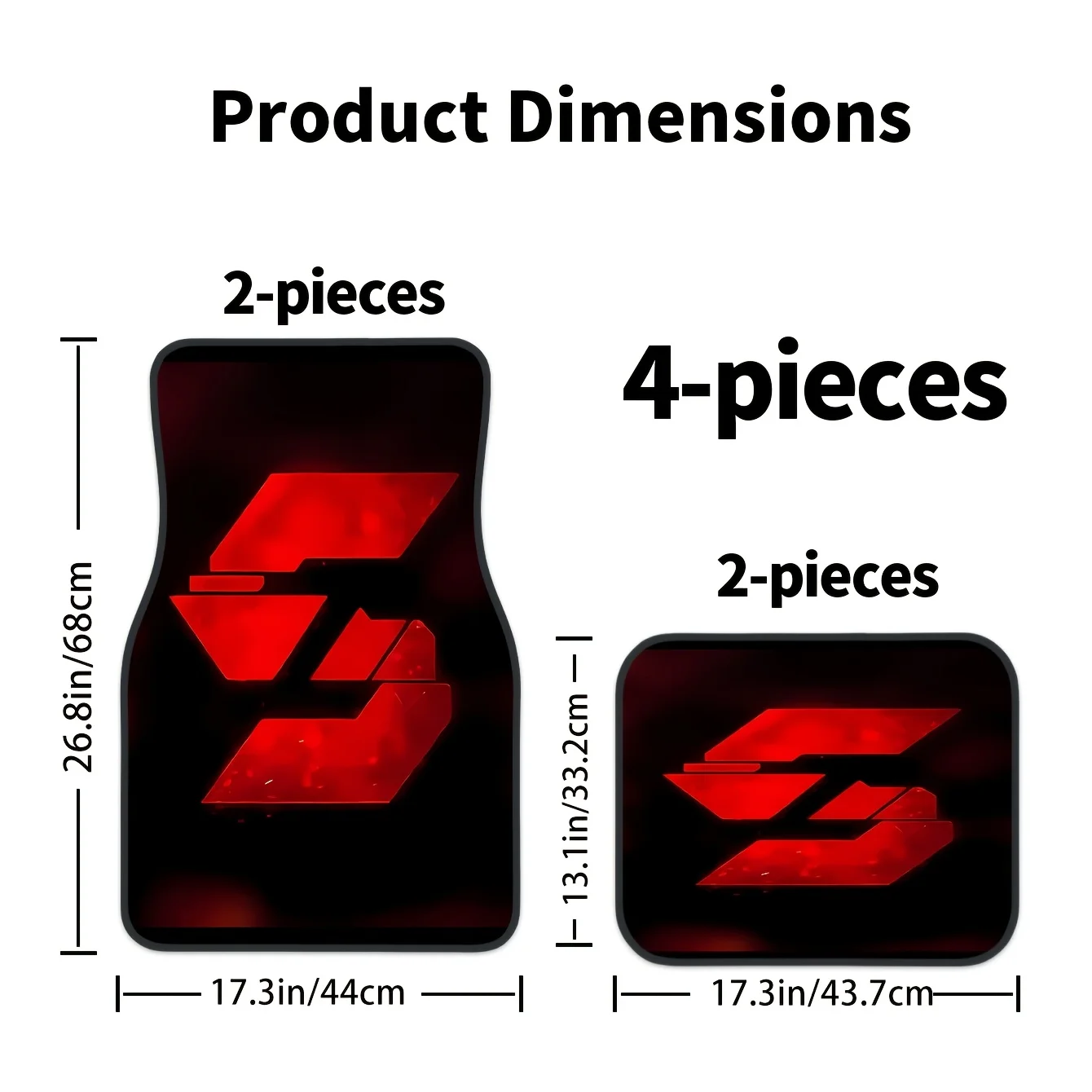 2D, 4pcs Red 3D Letter S Printed Trendy Car Mat Set, Car Interior Accessory Floor Mats, Easy To Clean, Suitable For Cars, Trucks