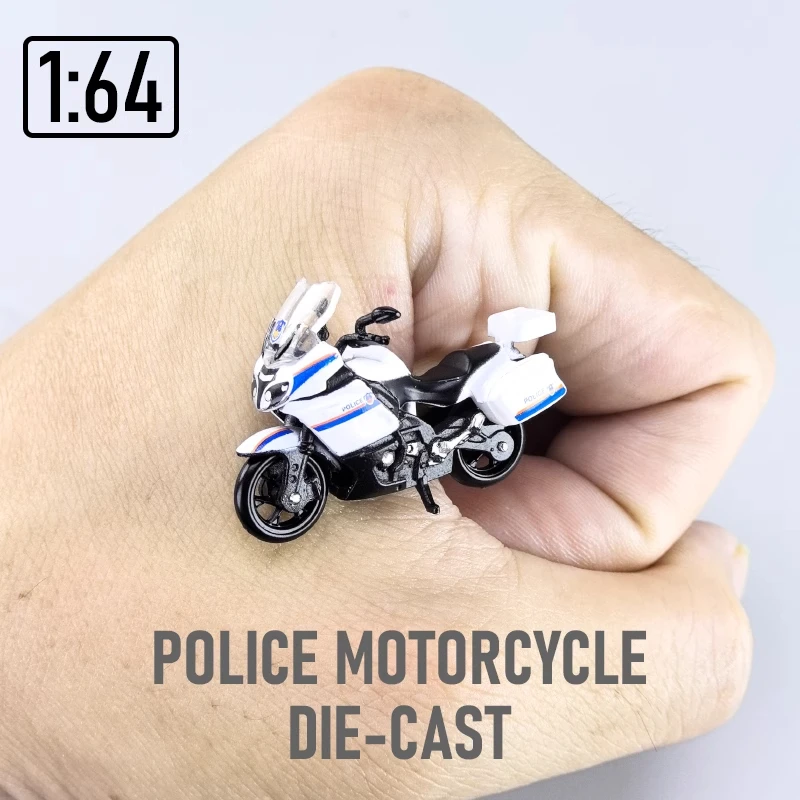 Modelo de motocicleta de aleación en miniatura, modelo fundido a presión, muebles de policía especiales de seguridad pública para exhibición, regalo de cumpleaños para niños, Colle, 1/64