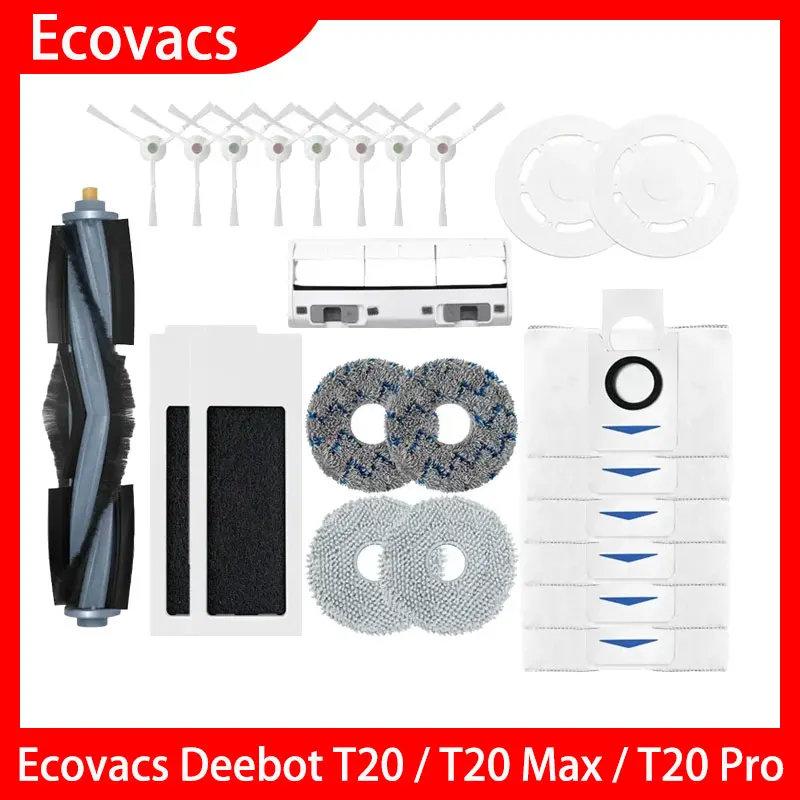 

Ecovacs Deebot T20 / T20 Max / T20 Pro Accessories Main Side Brush Mop Cloth HEPA Filter Dust Bag Replacement Spare parts